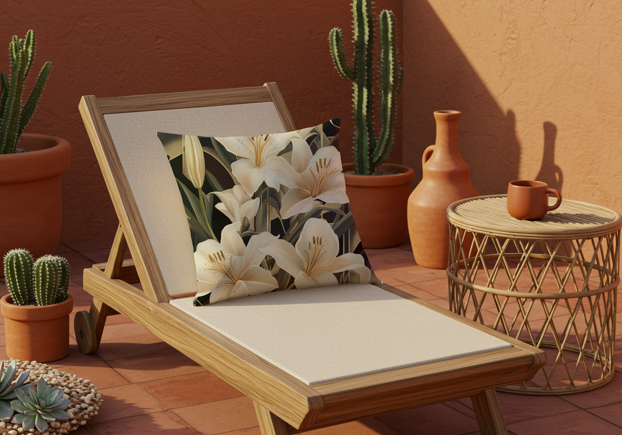 Personalized Oriental Lily Veranda Pillow with Custom Name