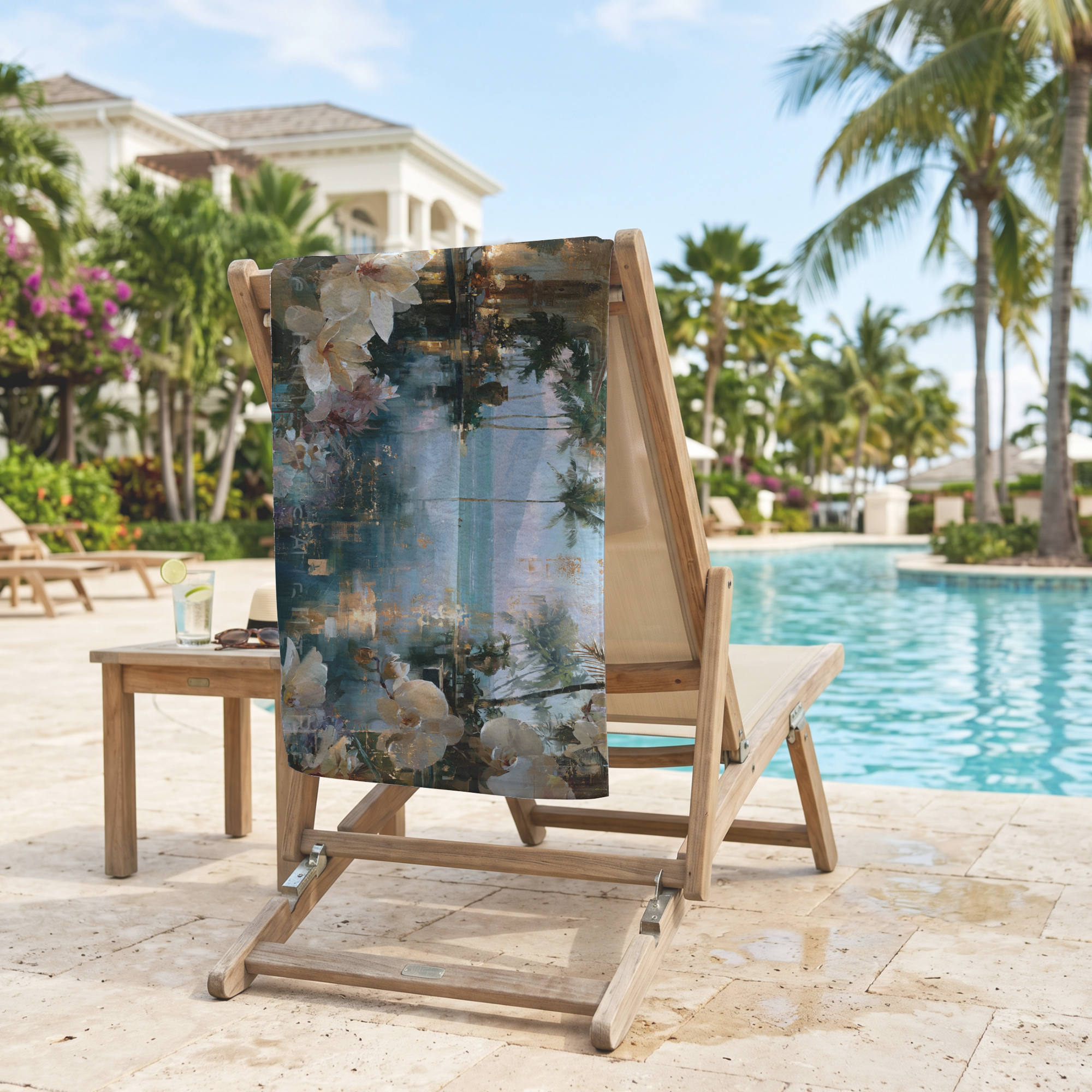 Custom Floral Beach Towel with Botanical Name Print