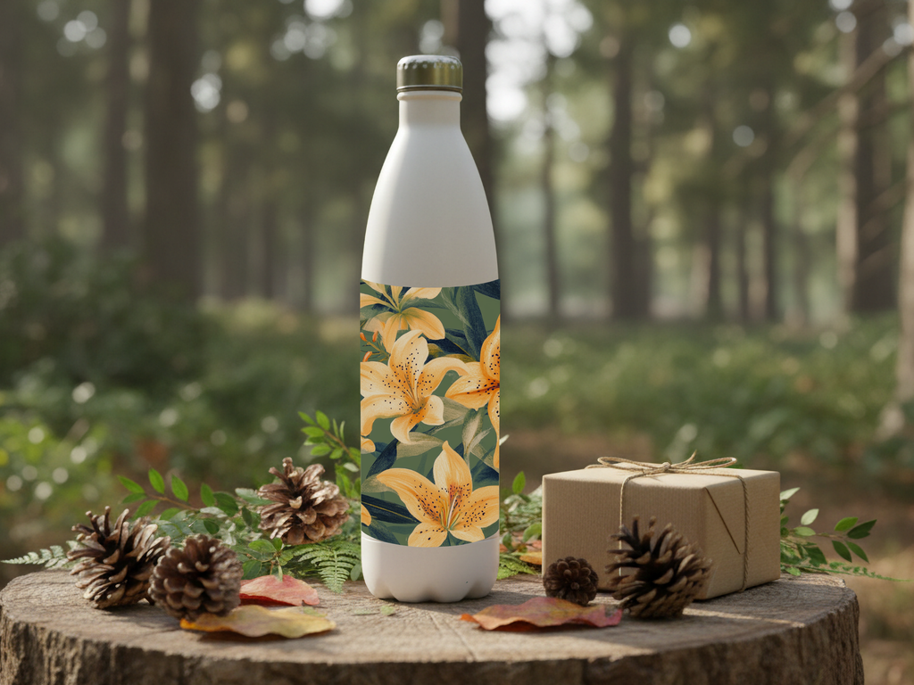 Lily Stainless Steel Water Bottle Personalized for Moon Garden Strolls