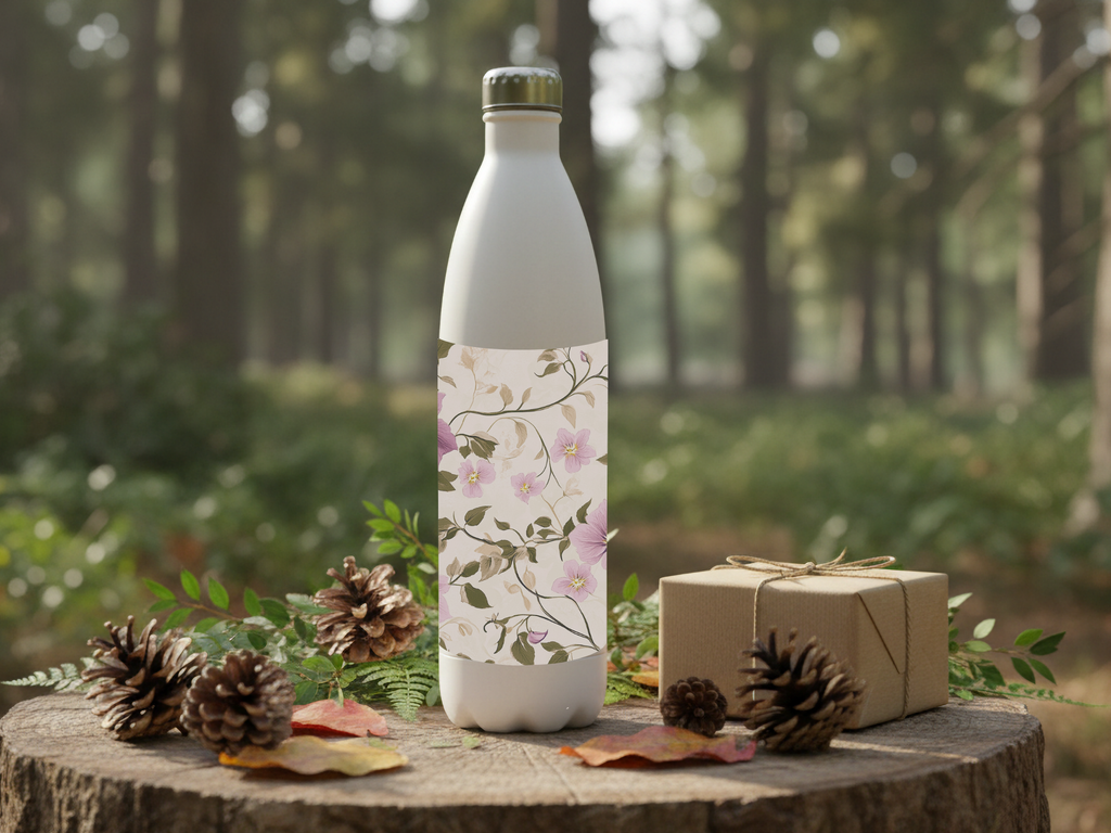 Clematis Vine Retreat Water Bottle with Personalized Name