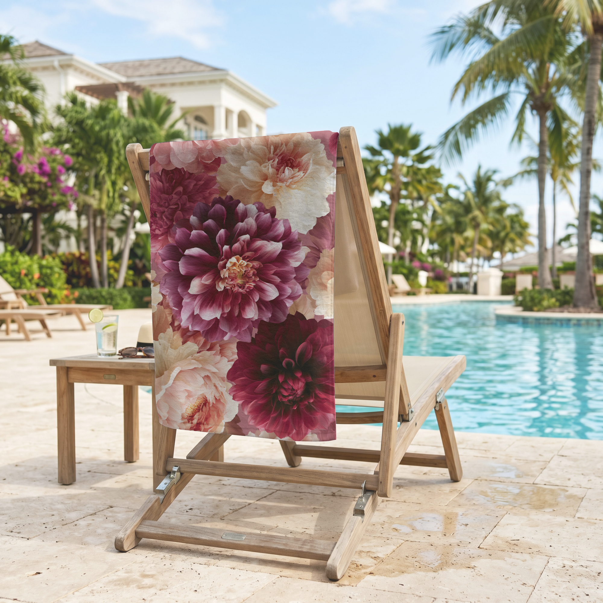 Botanical Beach Towel with Personalized Name