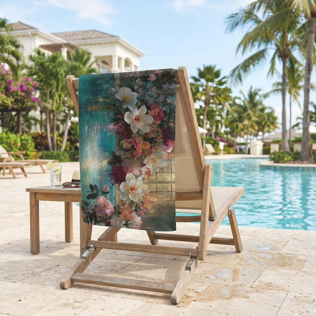 Personalized Botanical Floral Towel with Custom Name