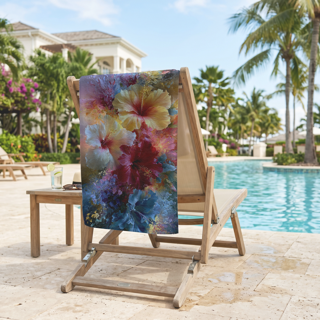 Custom Name Floral Bath Towel | Personalized Botanical Bathroom Towel