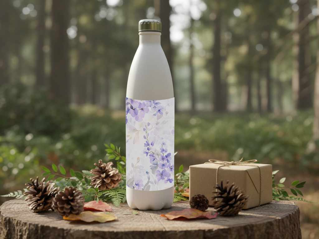 Wisteria Garden Escape Water Bottle with Personalized Name