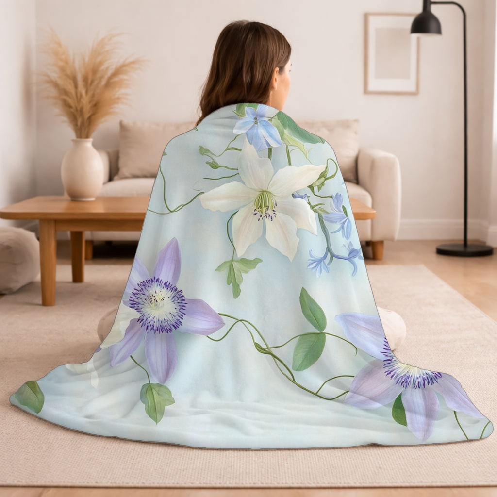 Personalized Floral Hideaway Sherpa Blanket with Custom Name