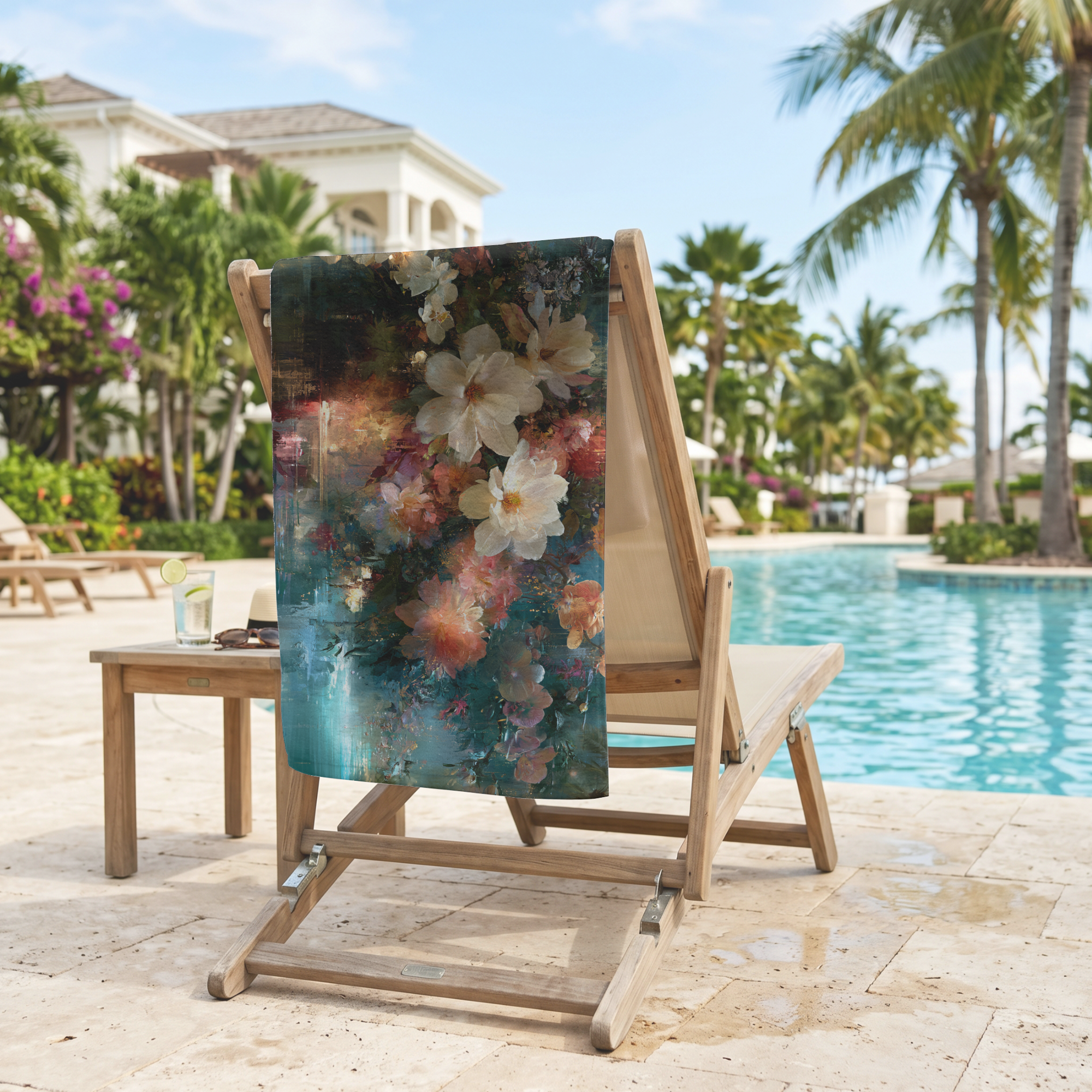 Elegant Floral Beach Towel with Personalized Name