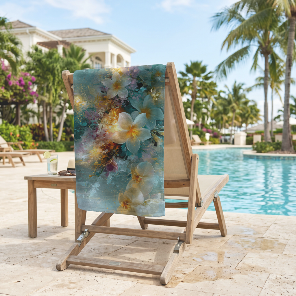 Personalized Garden Floral Beach Towel with Custom Name