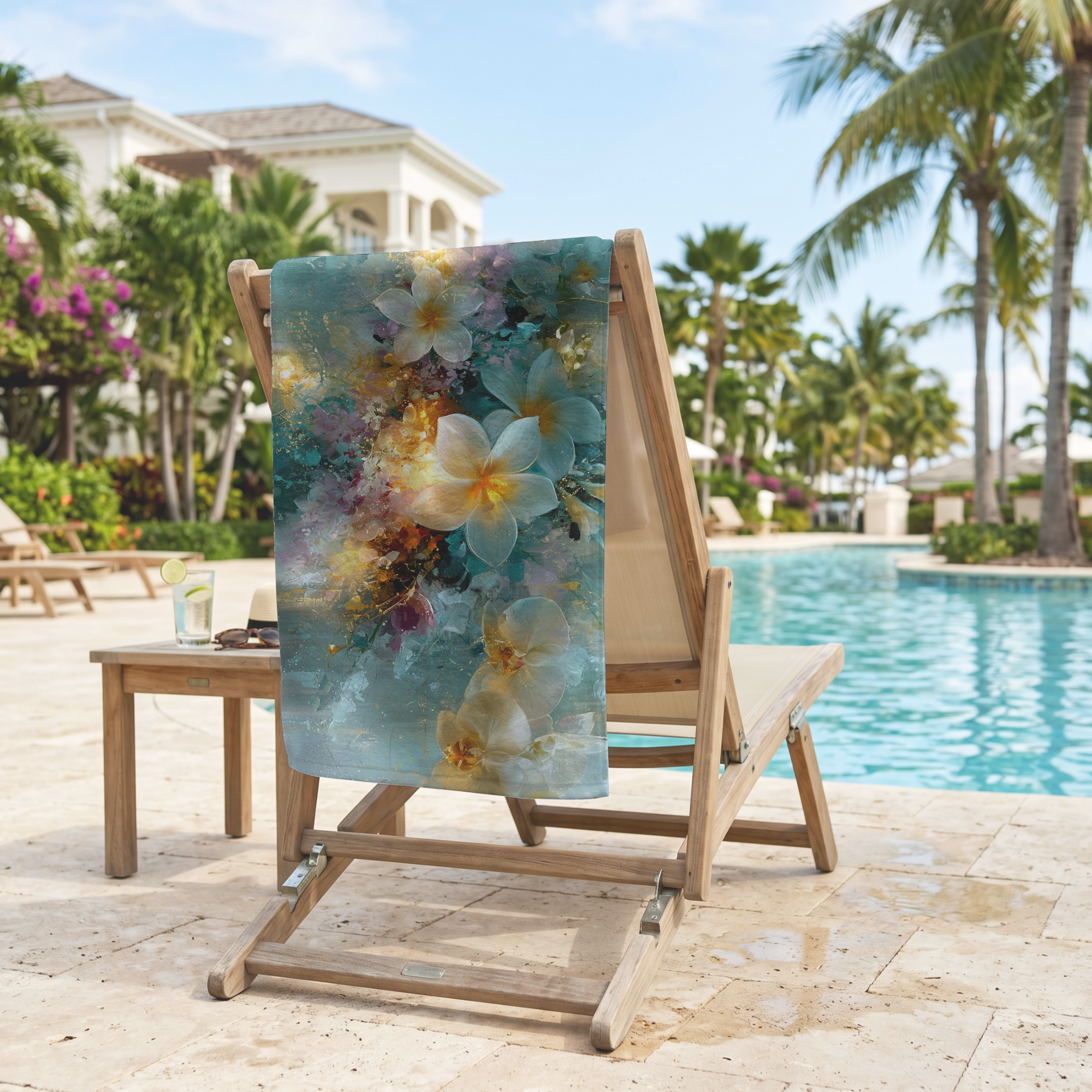 Personalized Garden Floral Beach Towel with Custom Name