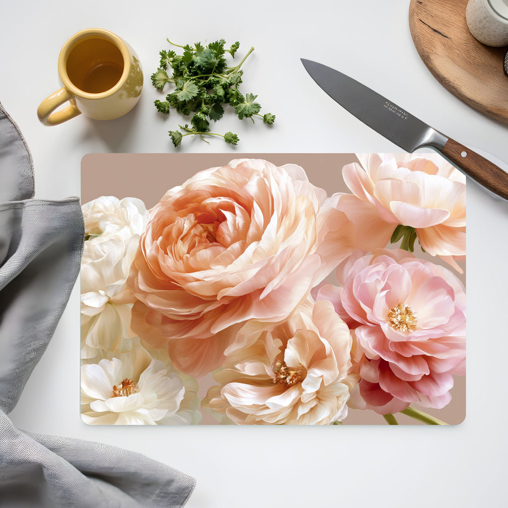 Garden Rose Glass Cutting Board Personalized for Classic Floral Kitchen Style