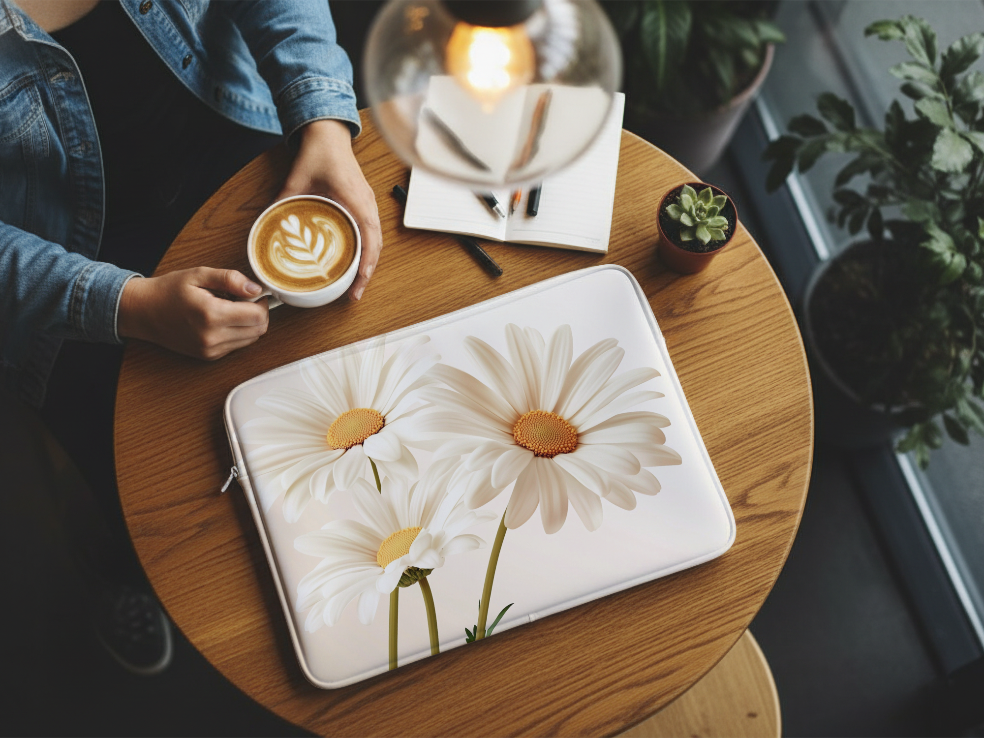Oxeye Daisy Laptop Organizer Personalized with Name Floral Device Sleeve
