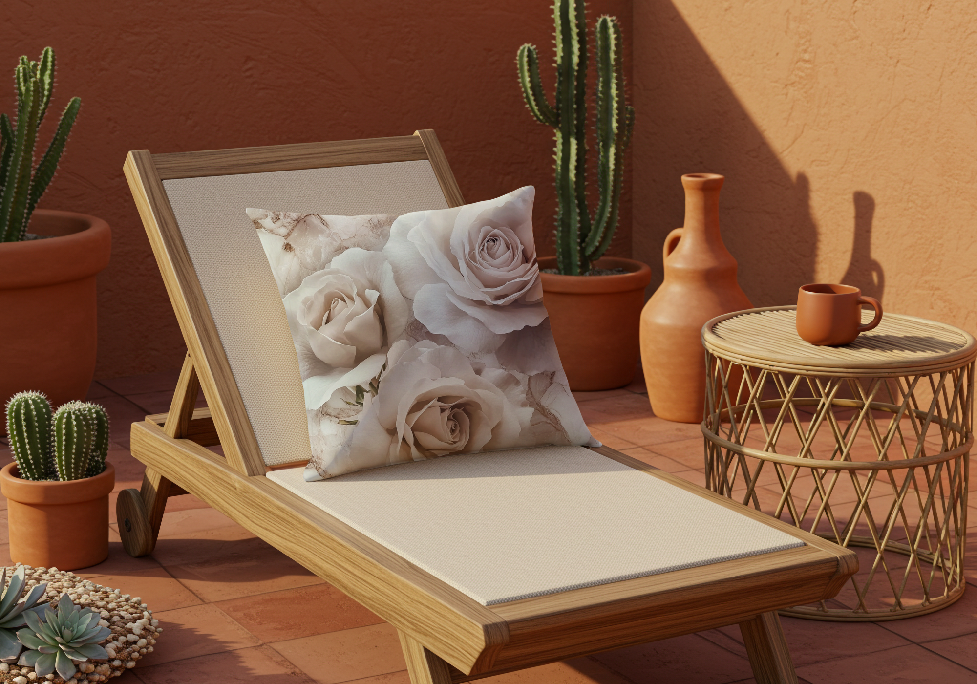 Personalized White Rose Heirloom Pillow with Custom Name