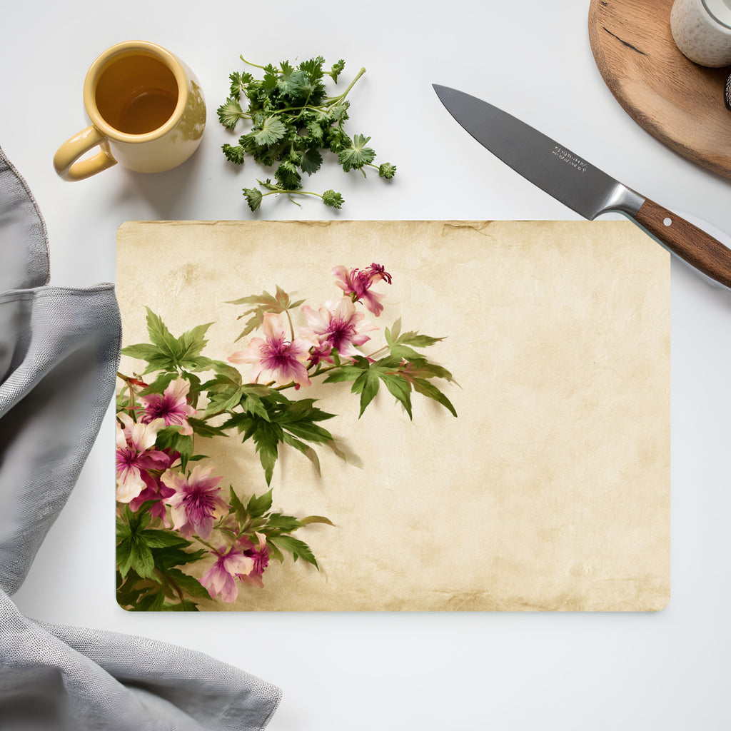 Japanese Anemone Glass Cutting Board Personalized for Graceful Garden Kitchens