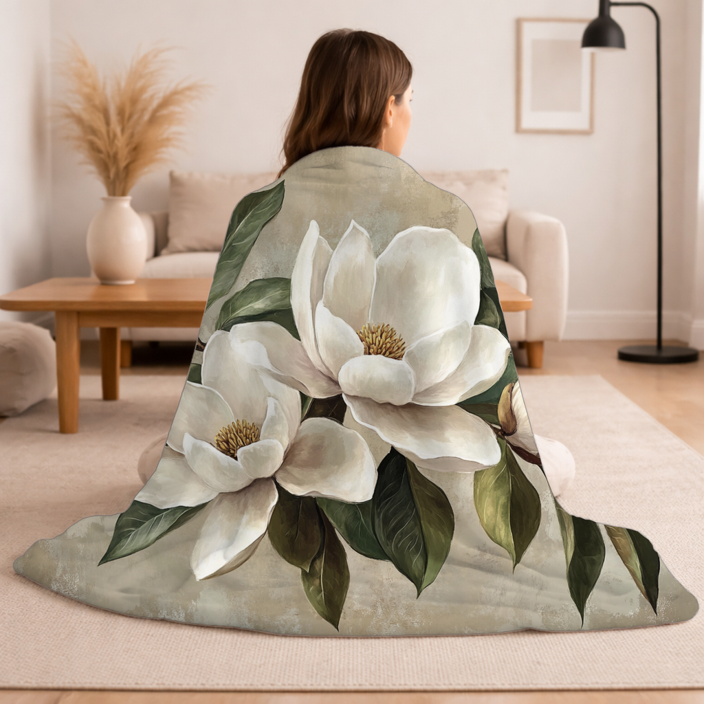 Personalized Lily Garden Escape Sherpa Blanket with Custom Name