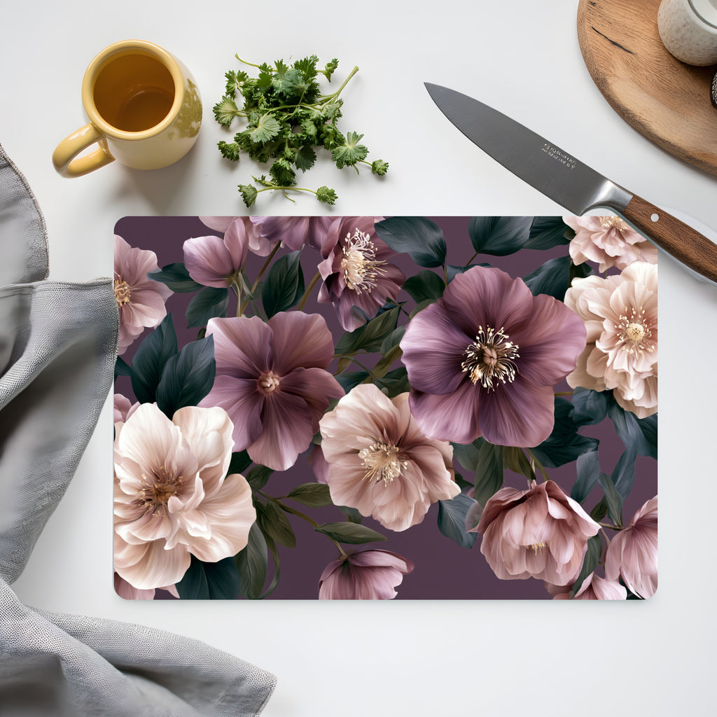 Hellebore Bloom Glass Cutting Board Personalized for Botanical Kitchen Charm
