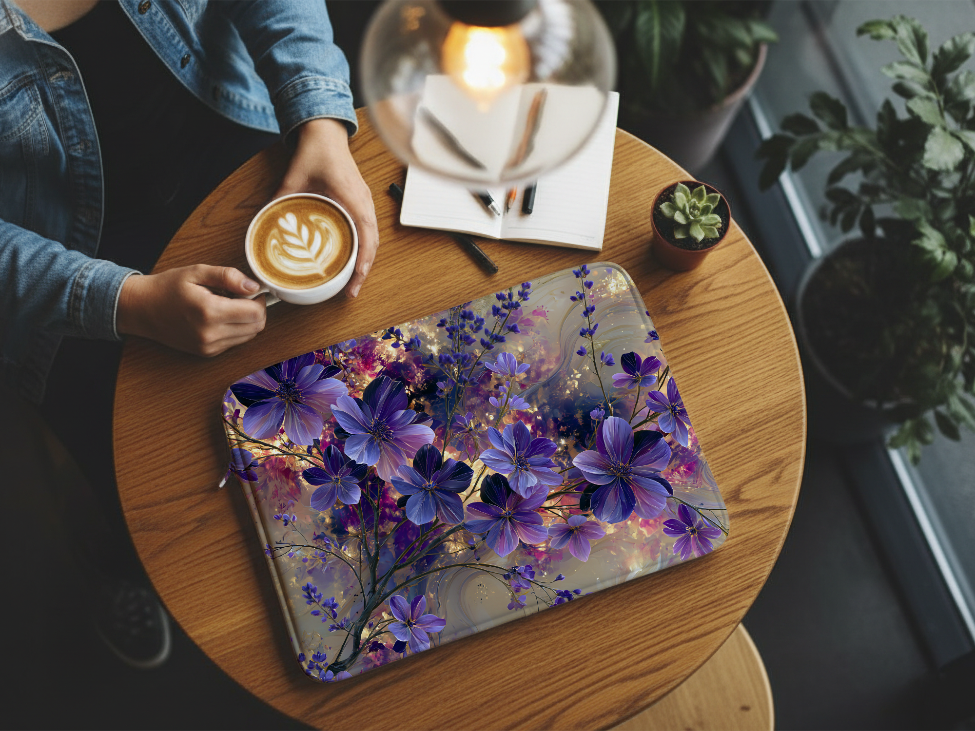 Custom Garden Inspired Laptop Sleeve with Personalized Name Nature Tech Case
