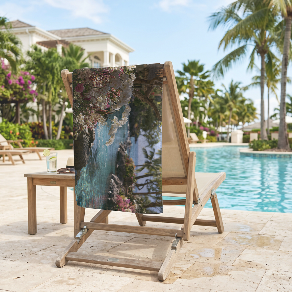 Custom Floral Name Towel for Beach, Bath & Pool