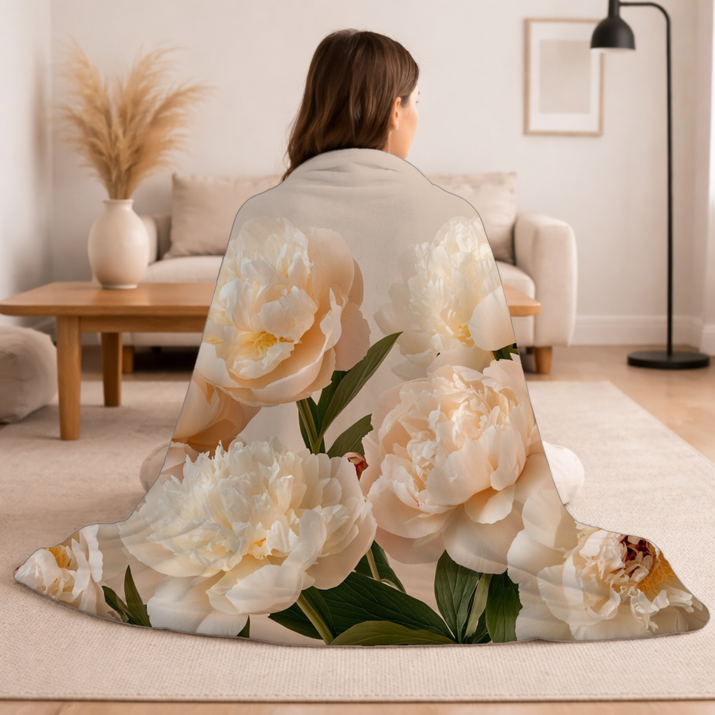 Personalized Woodland Blossom Sherpa Blanket with Custom Name