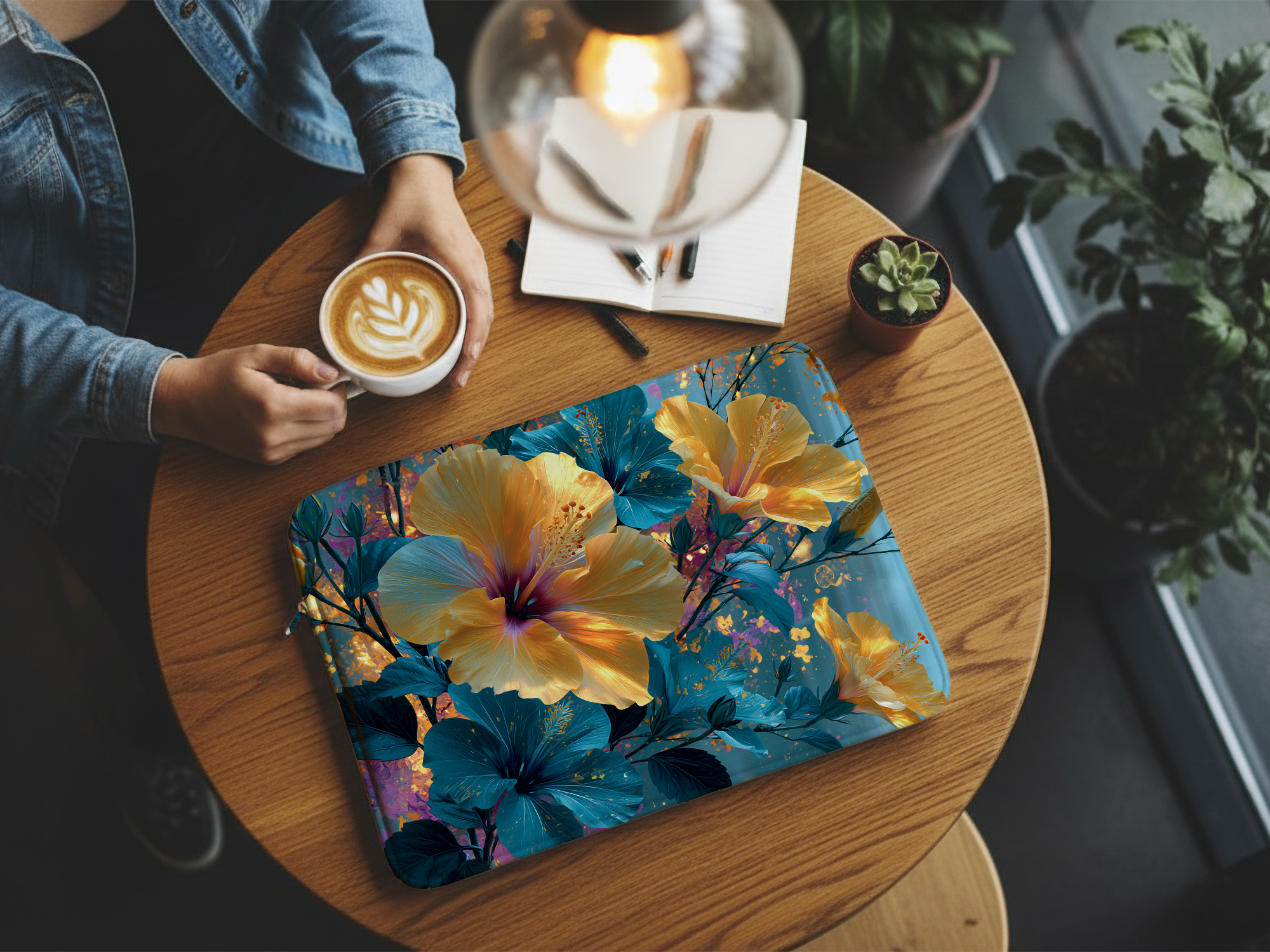 Custom Hibiscus Floral Laptop Sleeve for Nature Lovers