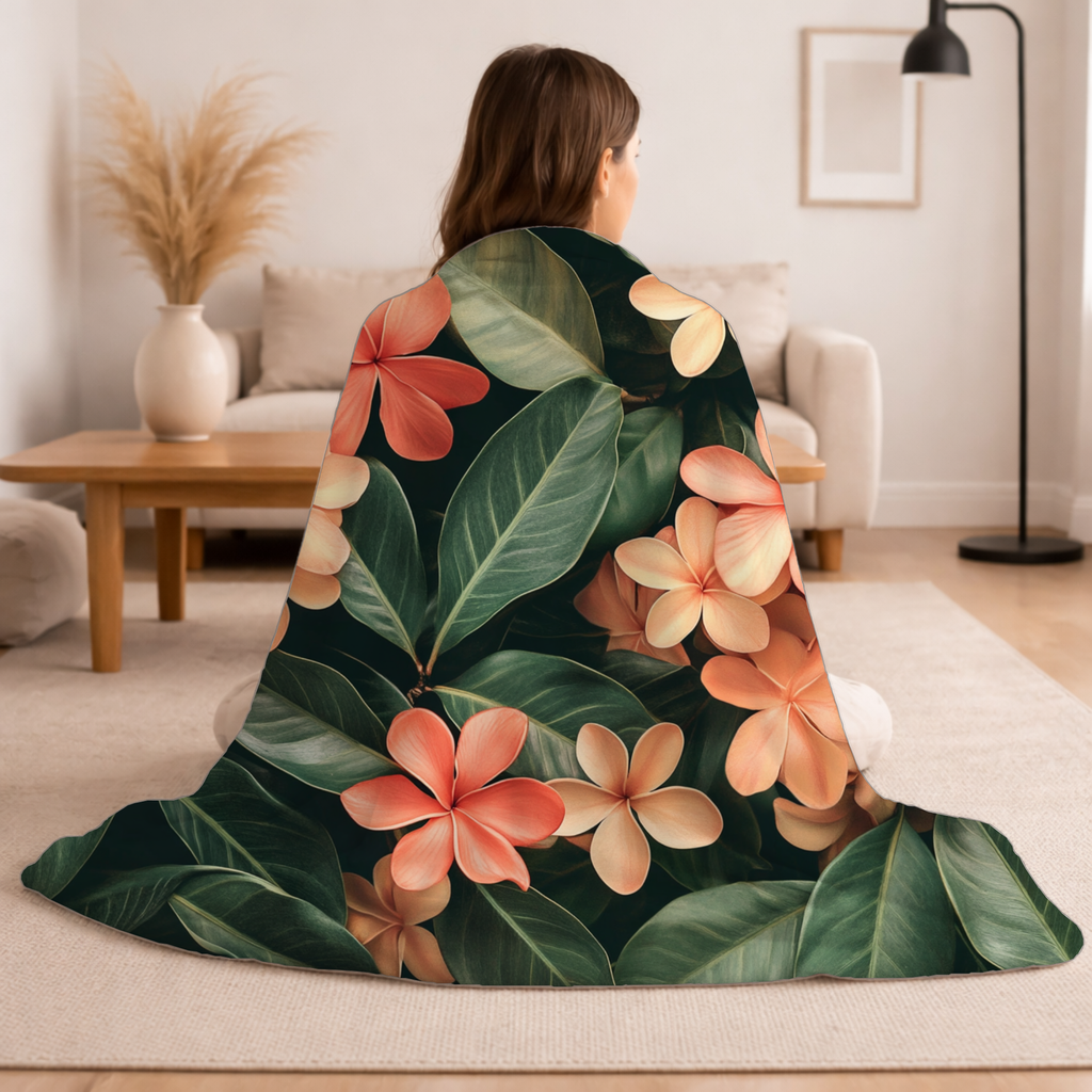 Personalized Floral Sherpa Blanket with Custom Name