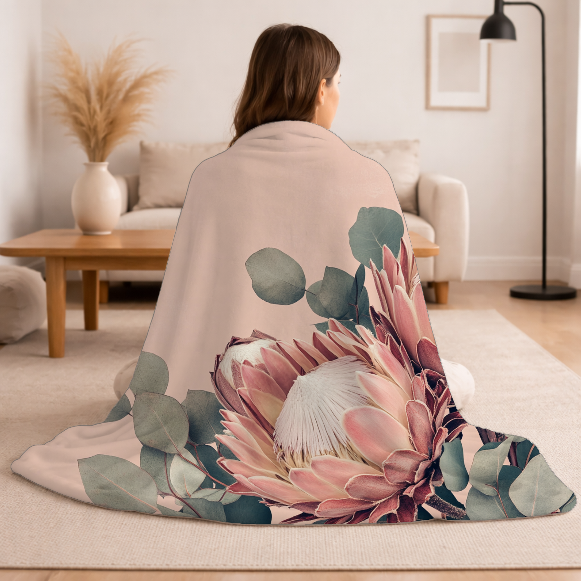 Personalized Dahlia Cottage Retreat Sherpa Blanket with Custom Name