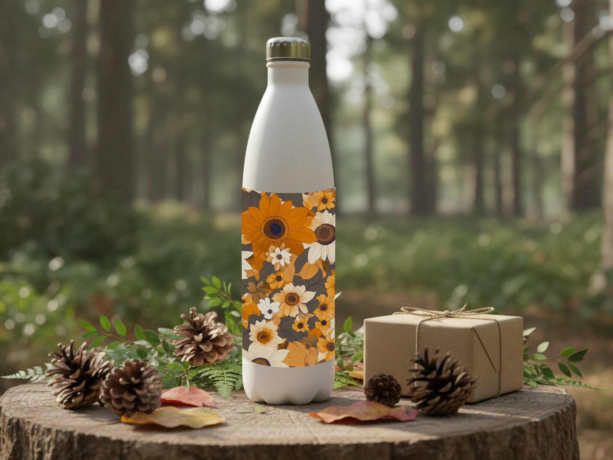 Sunflower & Black-Eyed Susan Stainless Steel Water Bottle Personalized for Prairie Bloom Journeys