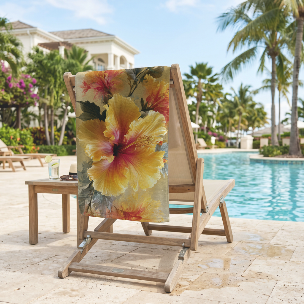 Personalized Floral Beach Towel with Botanical Design