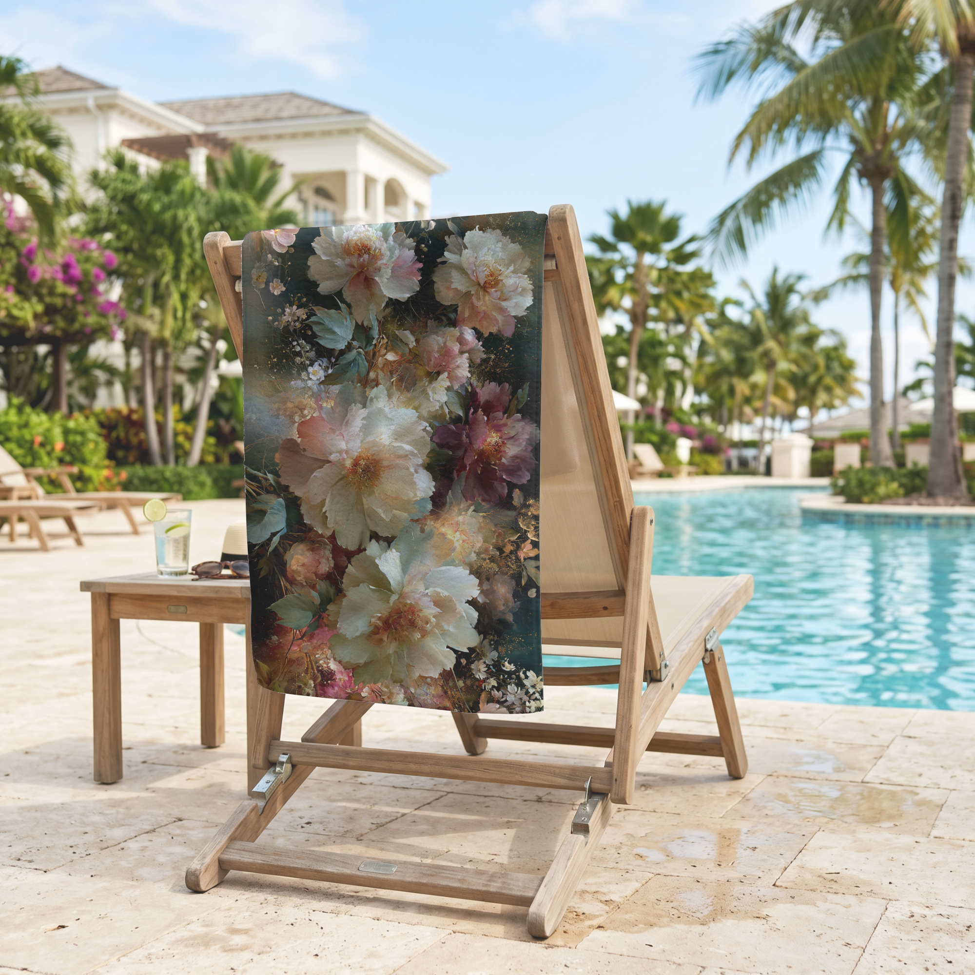 Custom Botanical Floral Towel with Personalized Name