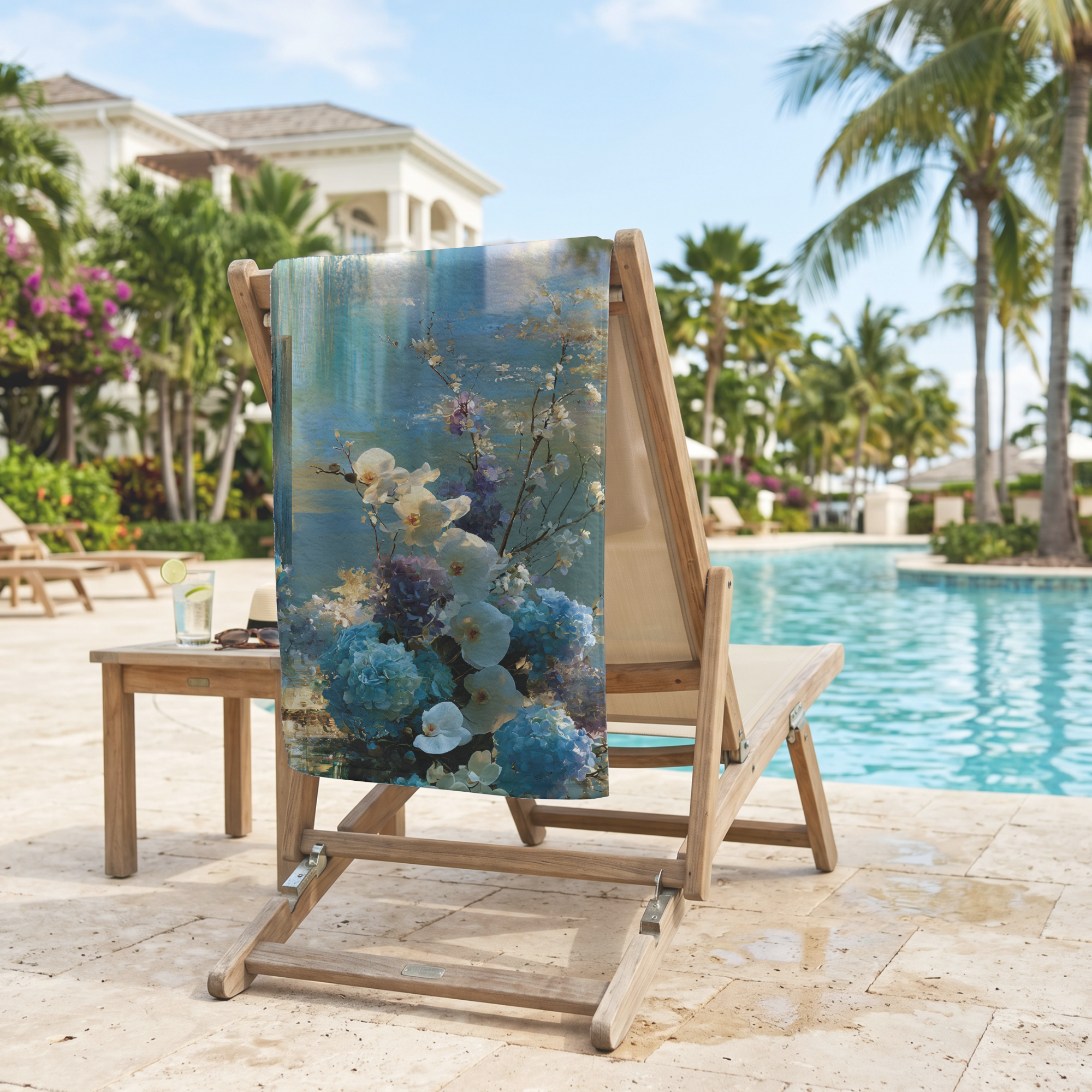 Premium Botanical Beach Towel with Custom Name
