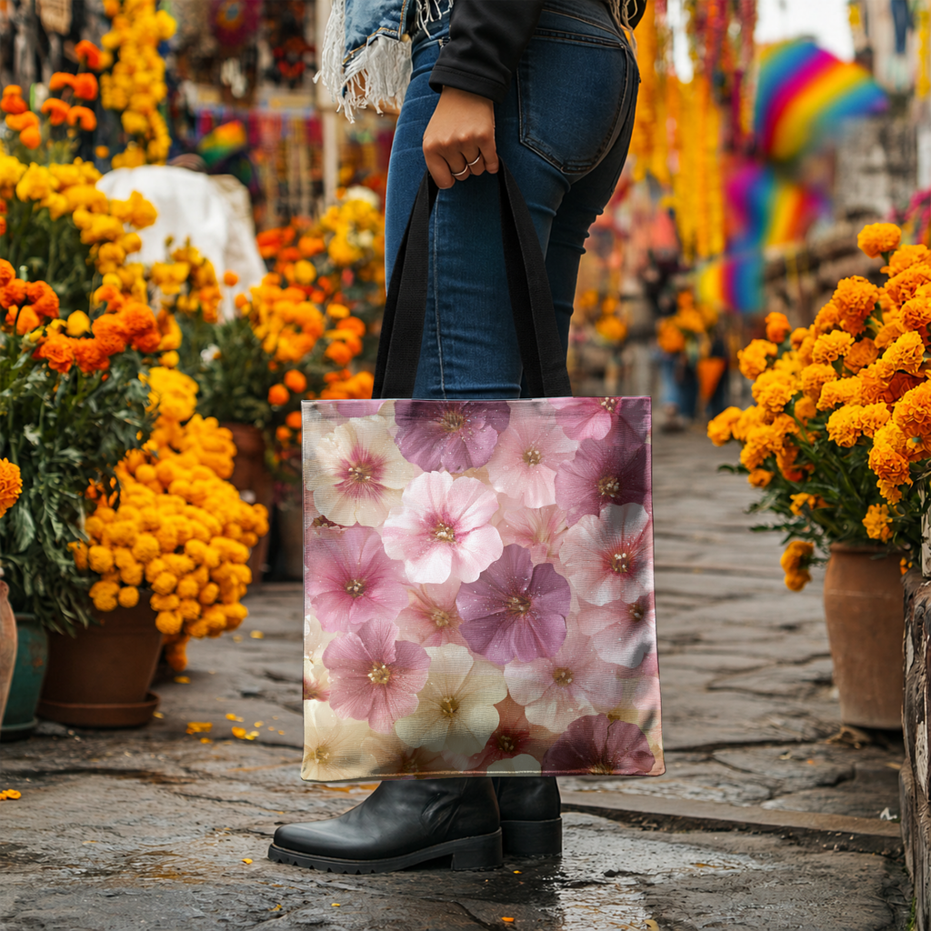 Personalized Floral Shopper Tote with Custom Name for Market, Travel & Daily Use
