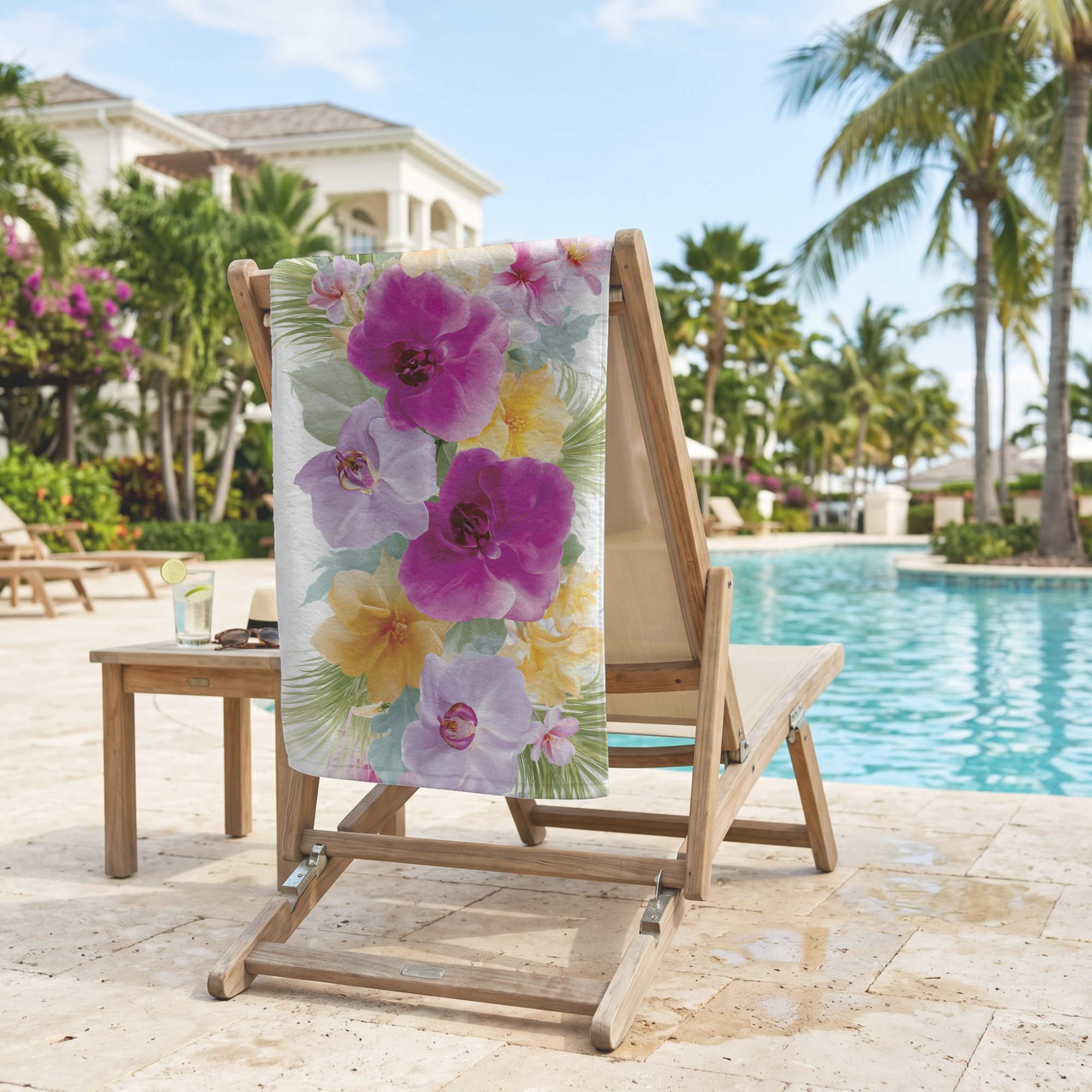 Personalized Botanical Towel | Custom Name Floral Bath Towel