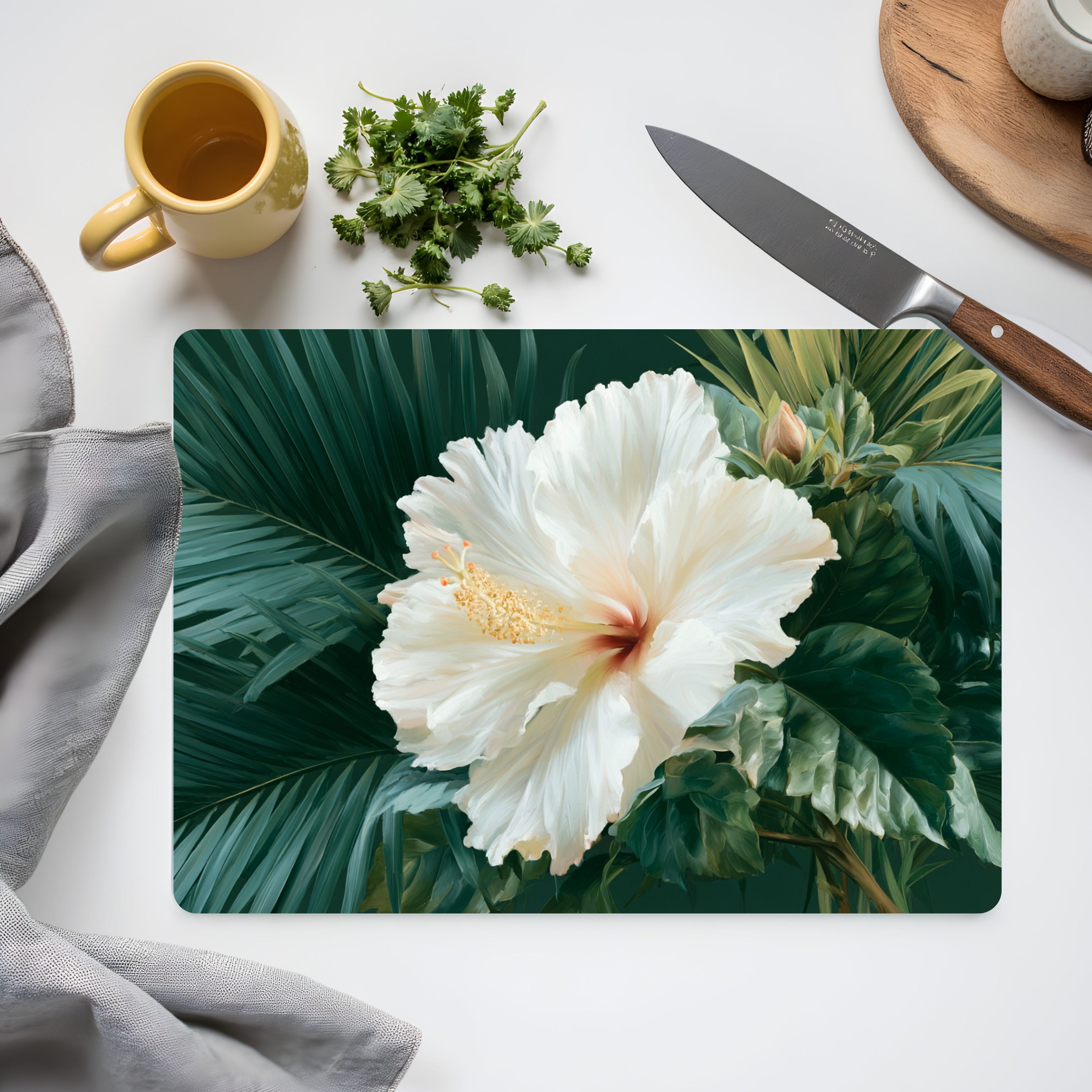 Hibiscus Paradise Serving Board Personalized for Coastal Inspired Entertaining
