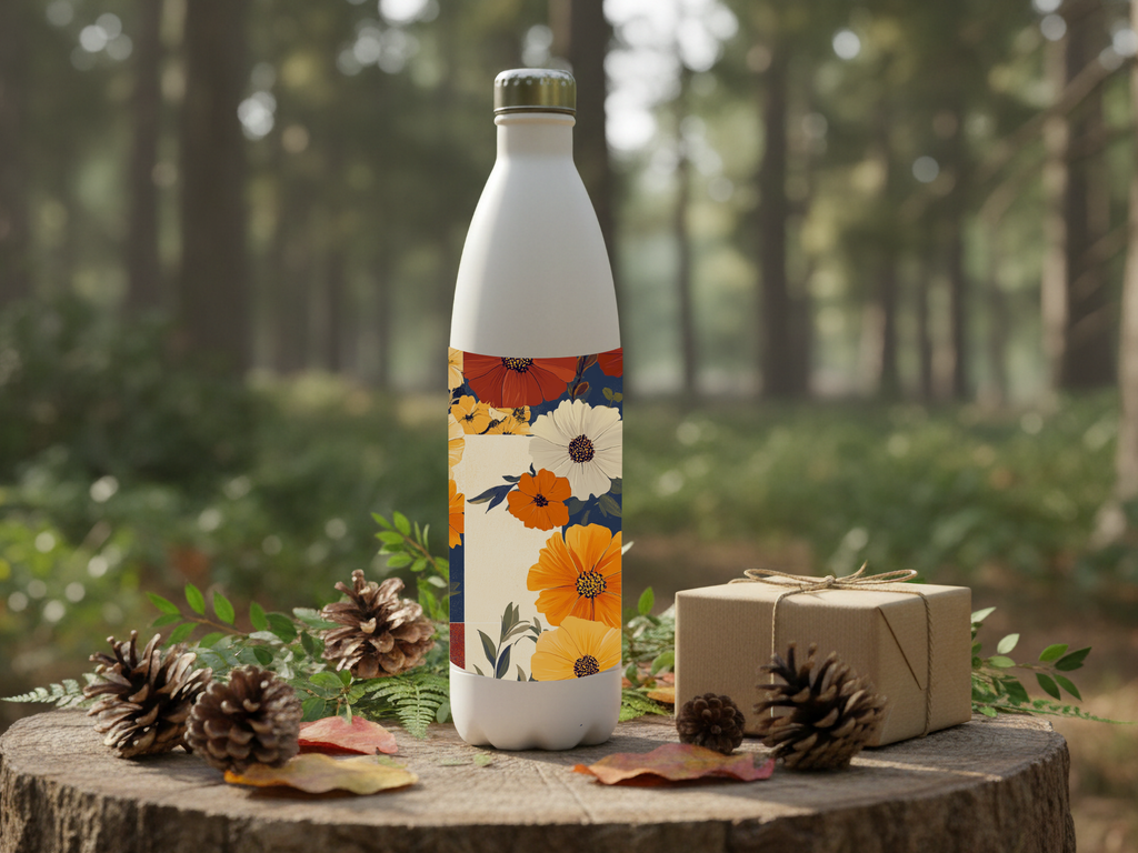 Wild Cosmos Stainless Steel Water Bottle Personalized for Meadow Trail Adventures