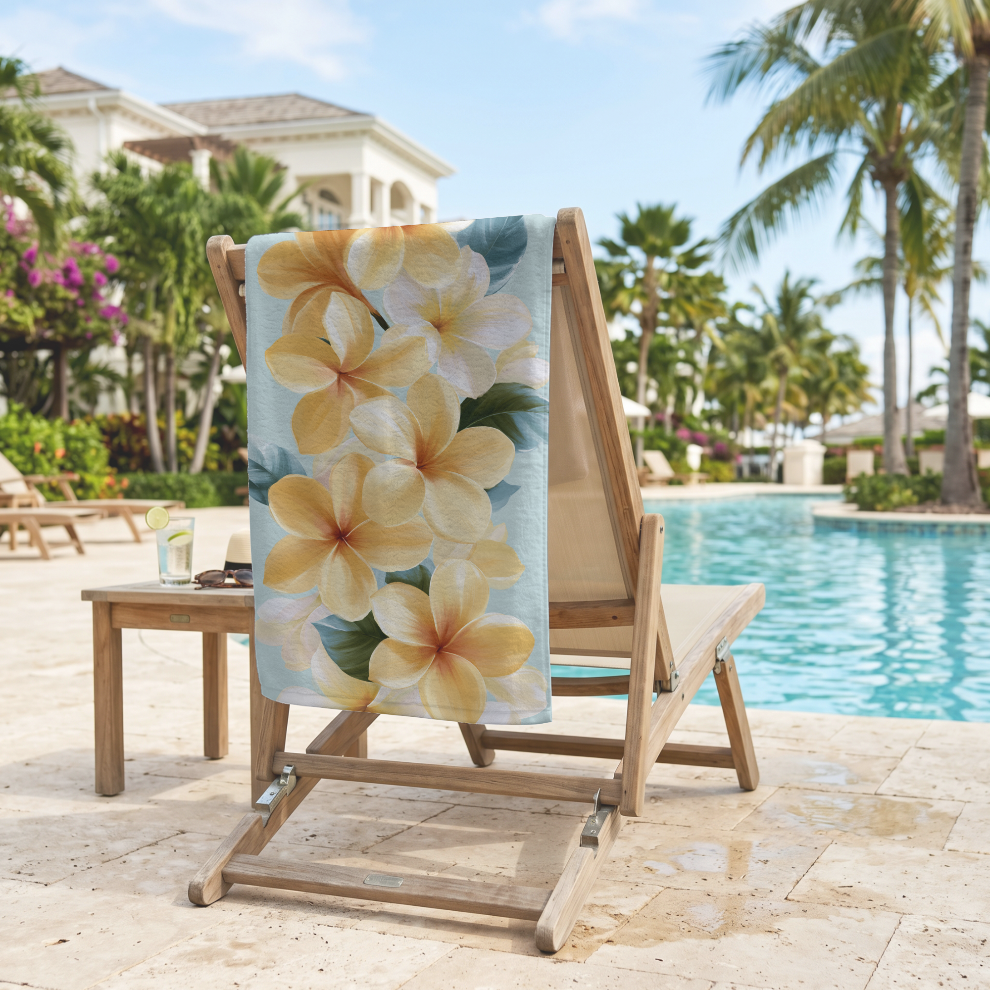 Personalized Floral Beach & Bath Towel with Name