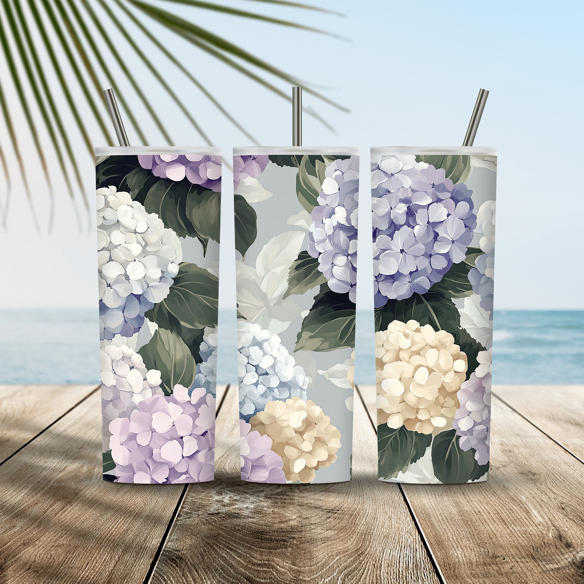 Custom Hydrangea Garden Tumbler with Name, Nature Lover Gift
