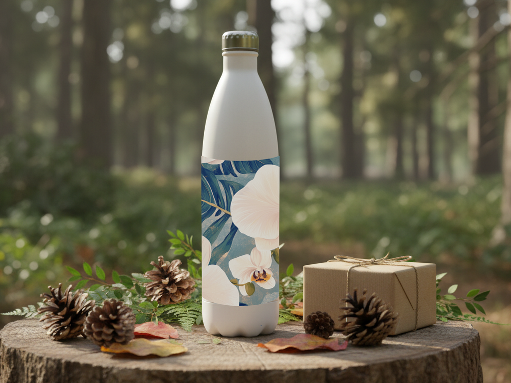 Orchid Stainless Steel Water Bottle Personalized for Tropical Garden Escapes