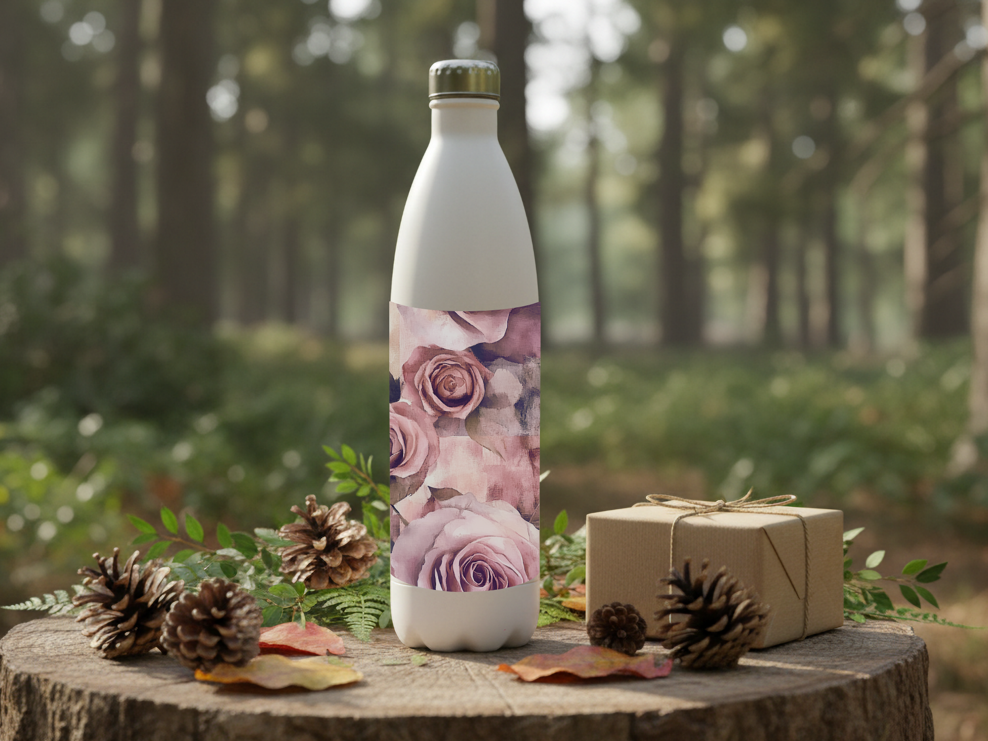 Blush Rose Stainless Steel Water Bottle Personalized for Rose Garden Escapes