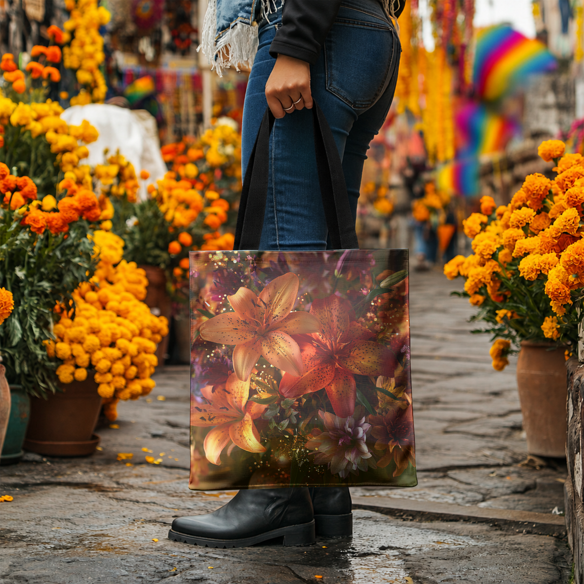 Custom Botanical Gift Tote with Personalized Name for Shopping, Travel & Daily Use