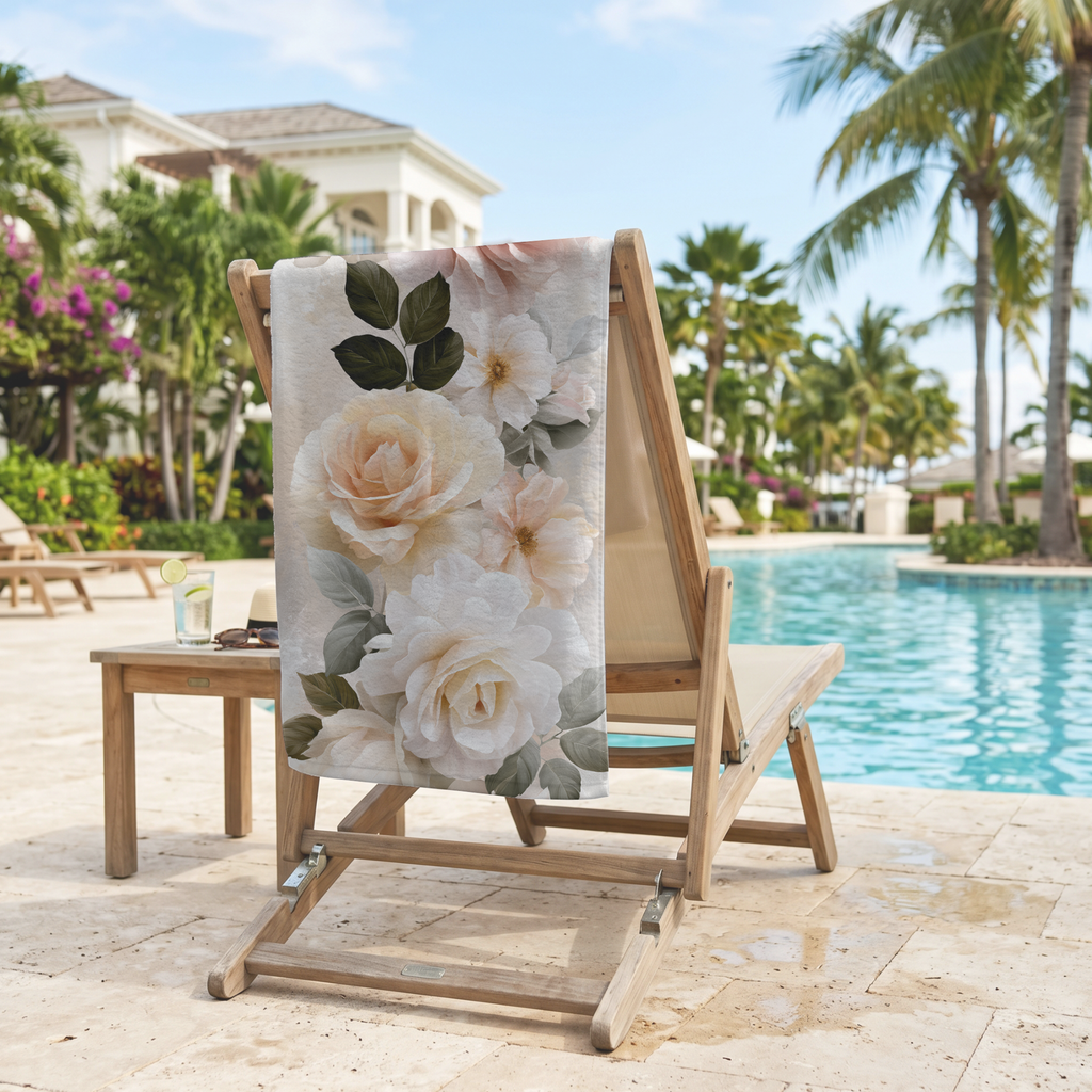 Personalized Botanical Floral Bath & Beach Towel
