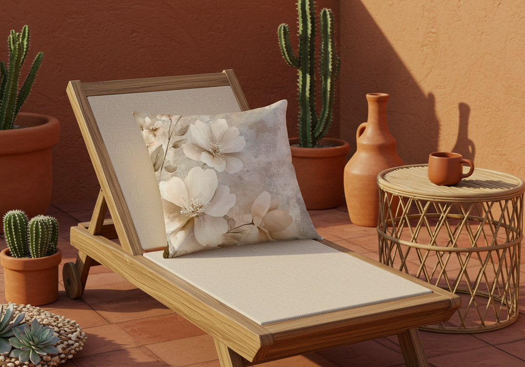 Personalized White Anemone Arbor Pillow with Custom Name