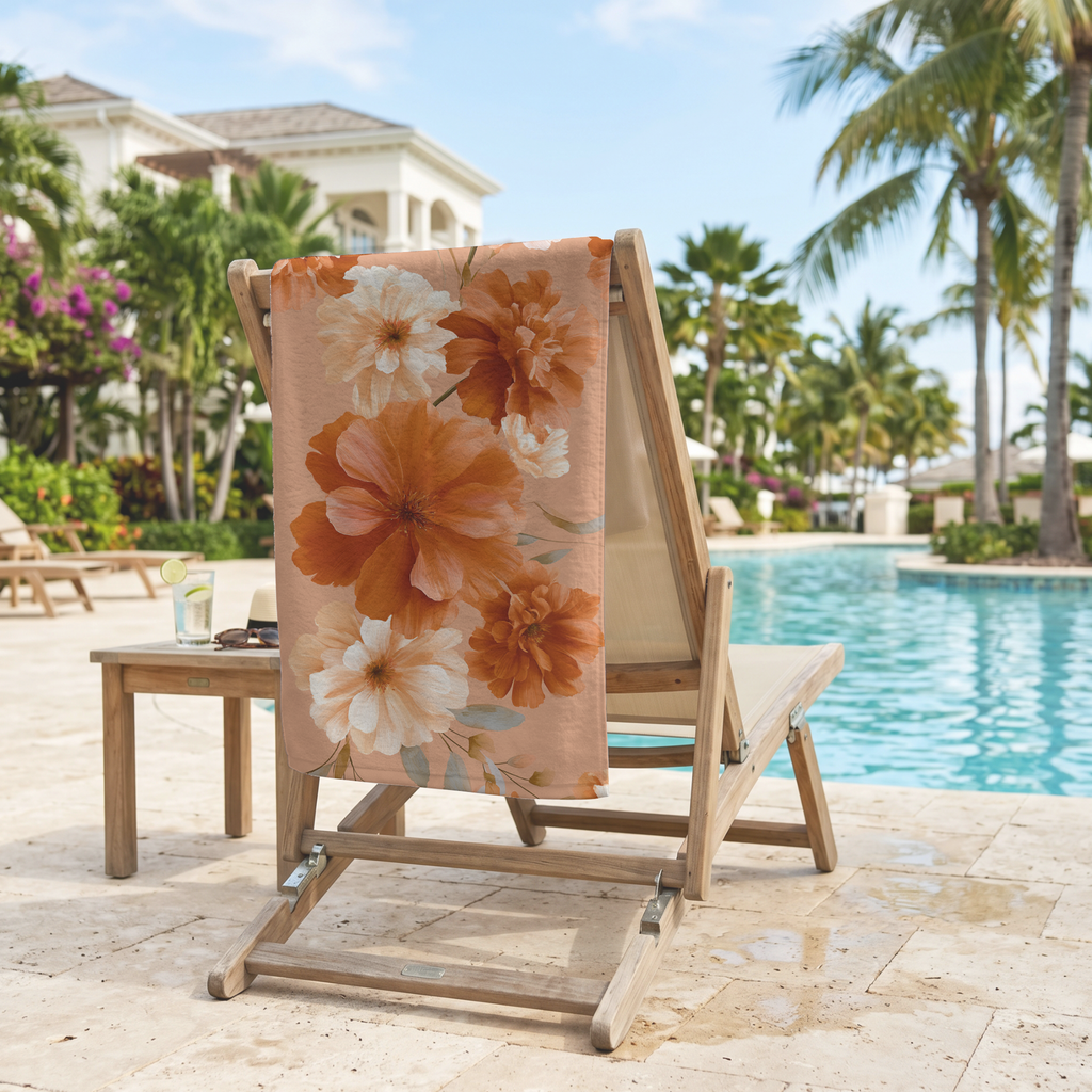 Personalized Flower Beach Towel with Custom Name