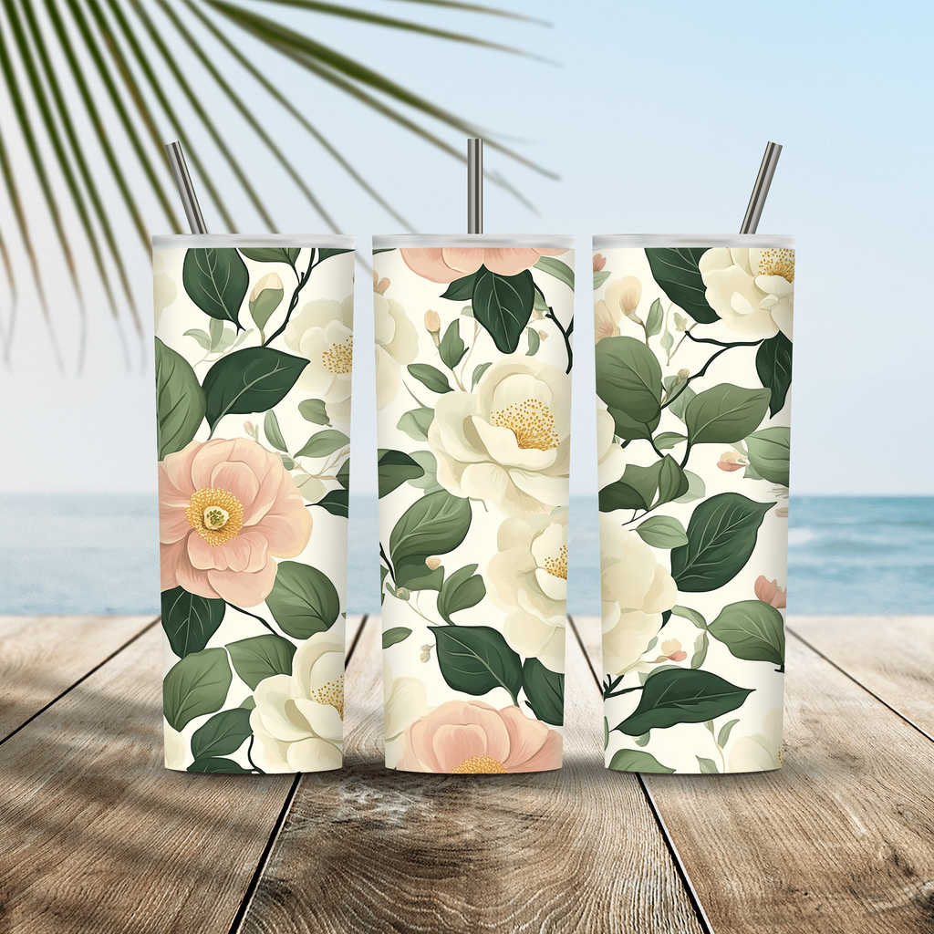 Personalized Garden Bloom Stainless Steel Tumbler with Custom Name