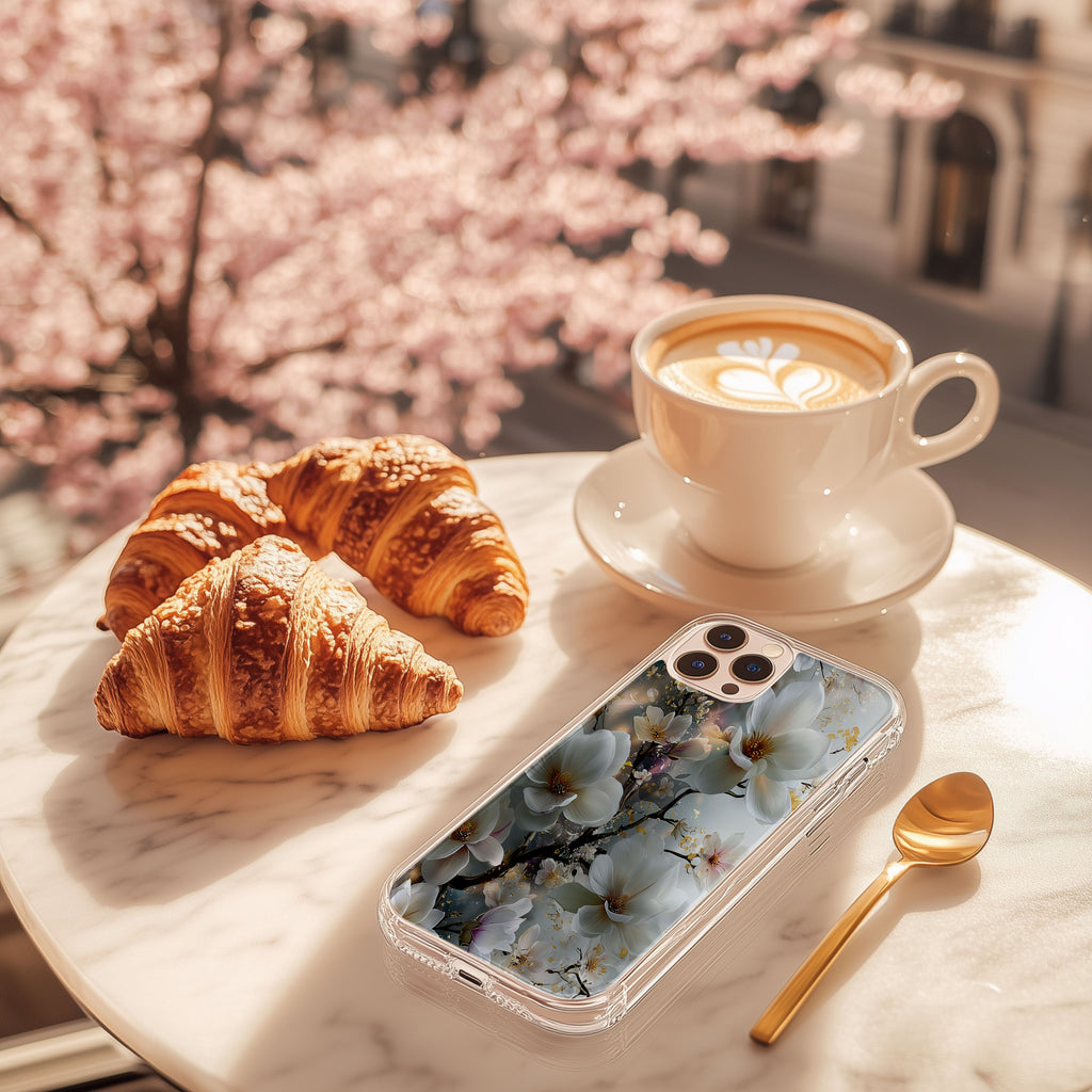 Personalized Cherry Blossom iPhone Case with Custom Name & Botanical Luxury Cover