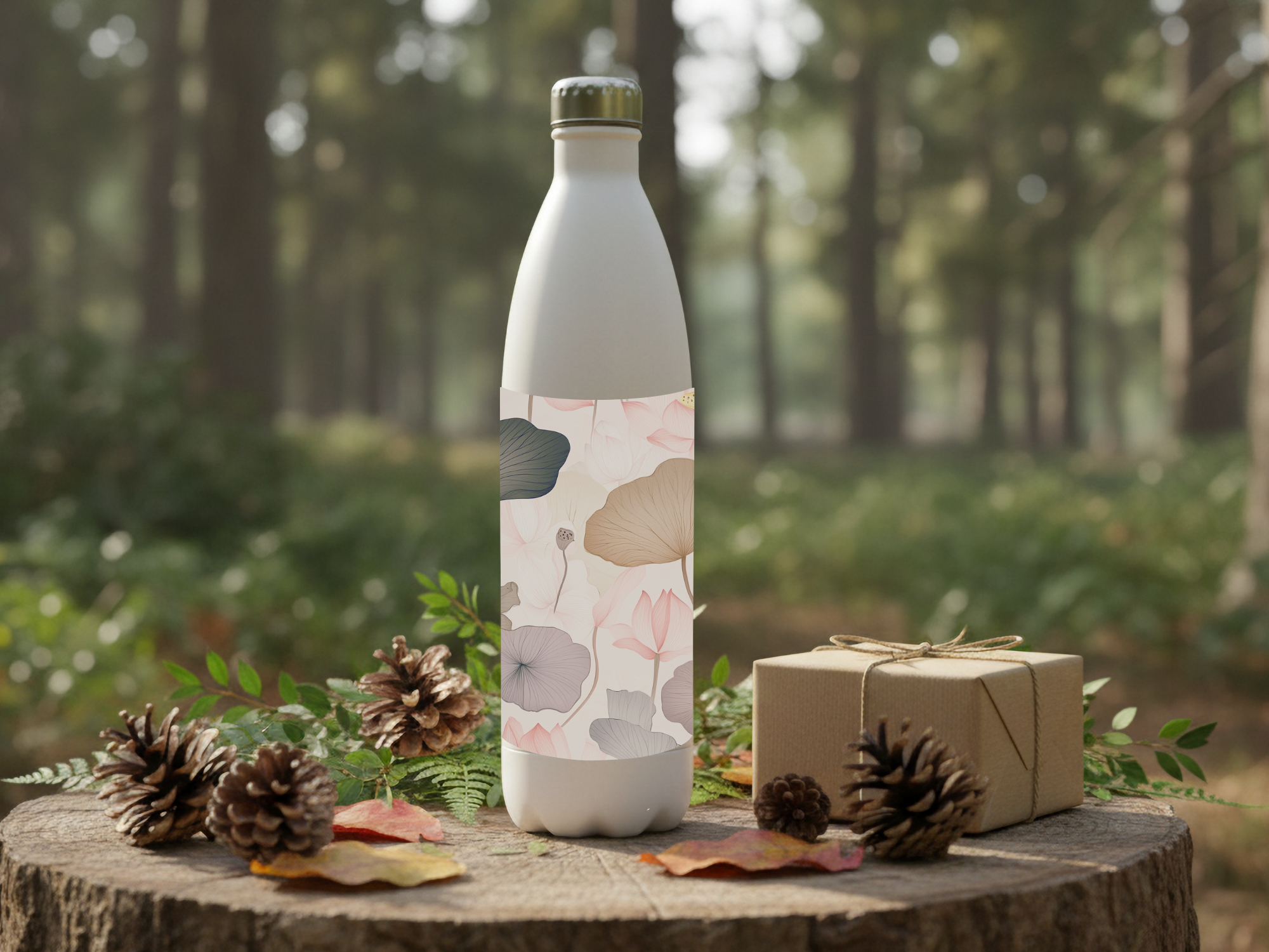 Water Lotus Stainless Steel Water Bottle Personalized for Serene Pondside Journeys