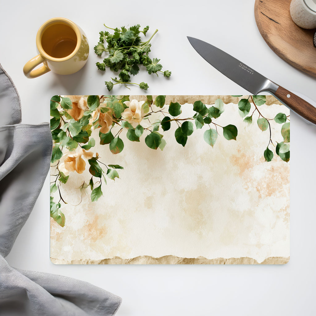Botanical Garden Glass Cutting Board Personalized for Nature Inspired Homes