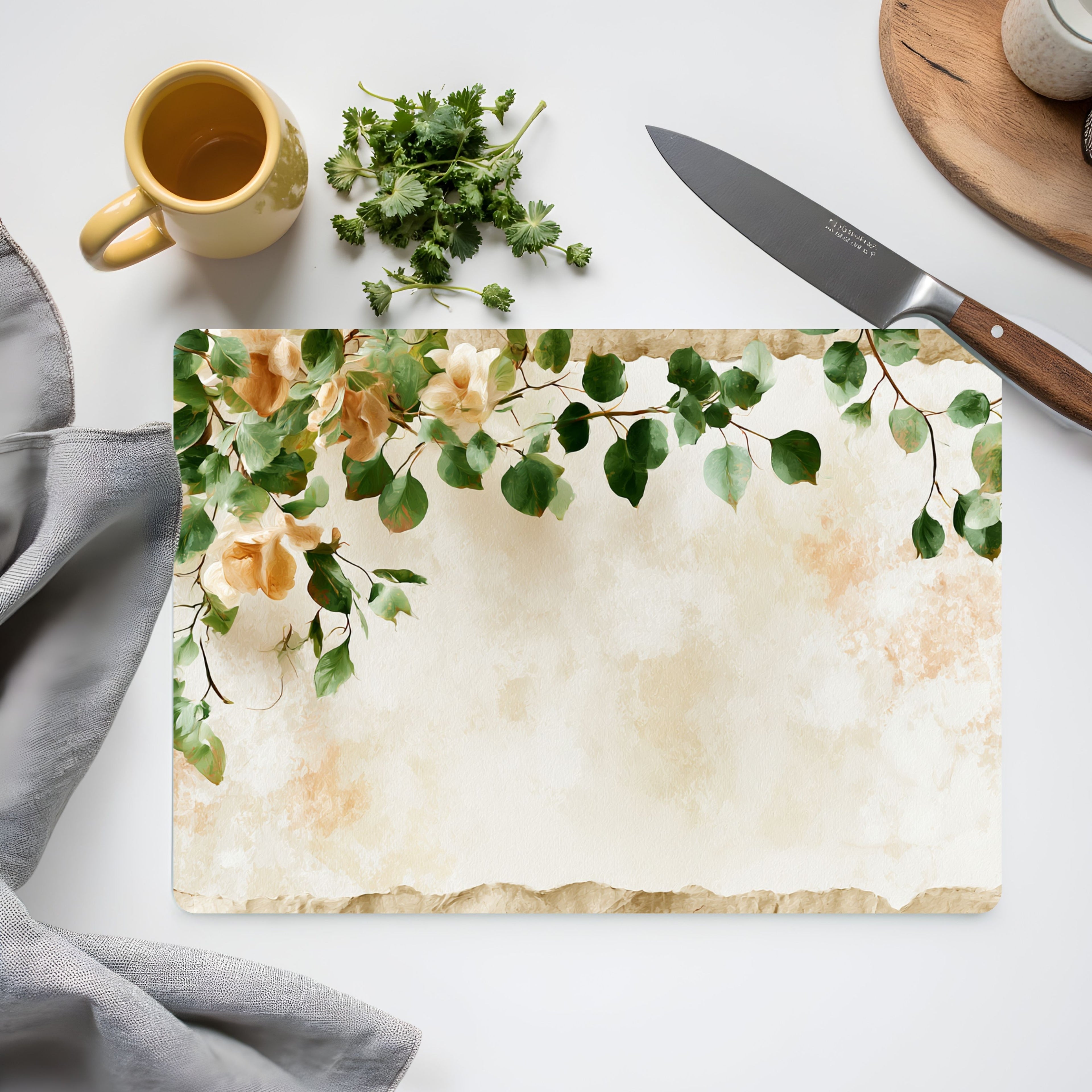 Botanical Garden Glass Cutting Board Personalized for Nature Inspired Homes