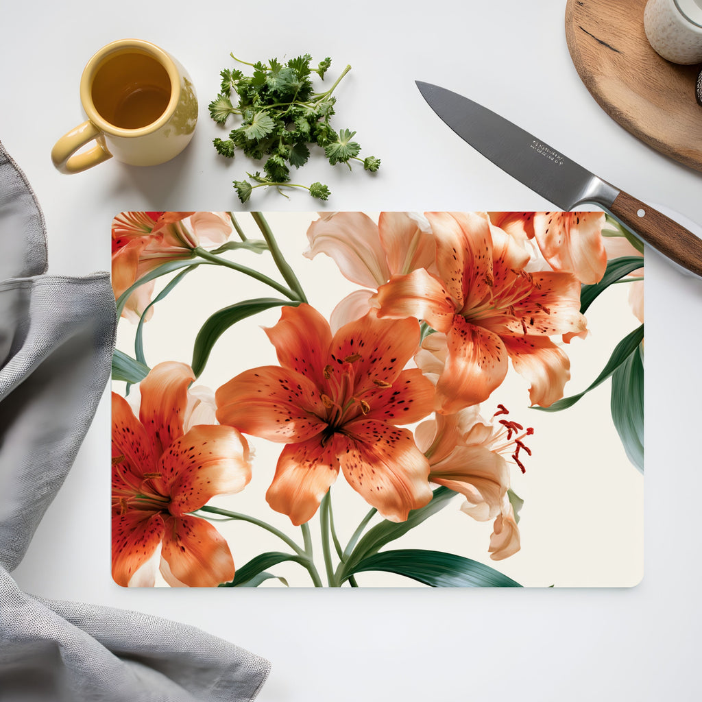 Asiatic Lily Glass Culinary Display Board Customized for Botanical Home Entertaining