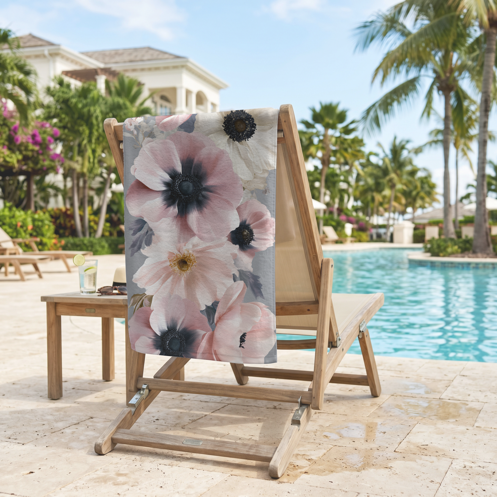 Personalized Flower Bath Towel with Custom Name