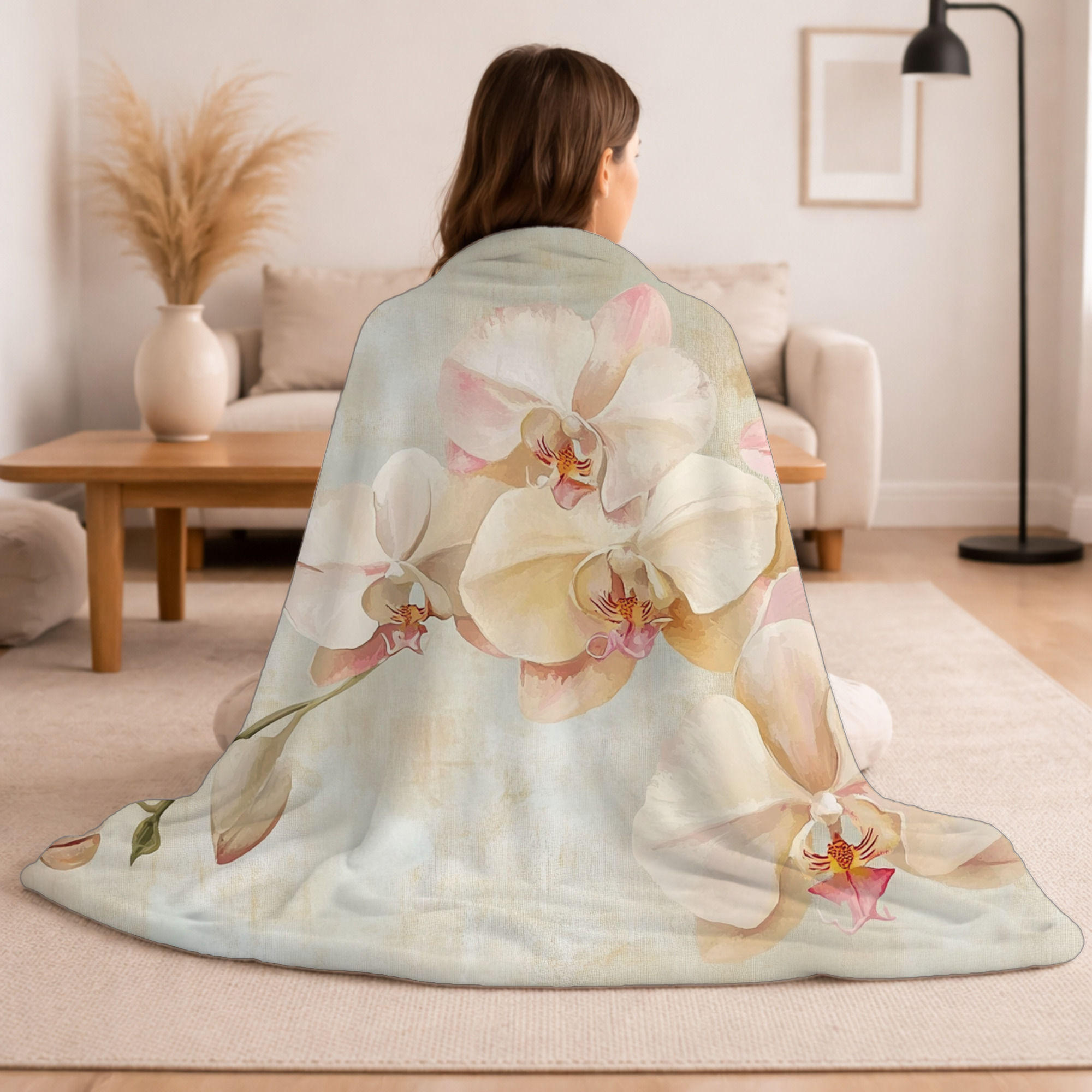 Personalized Rustic Petal Sherpa Blanket with Custom Name