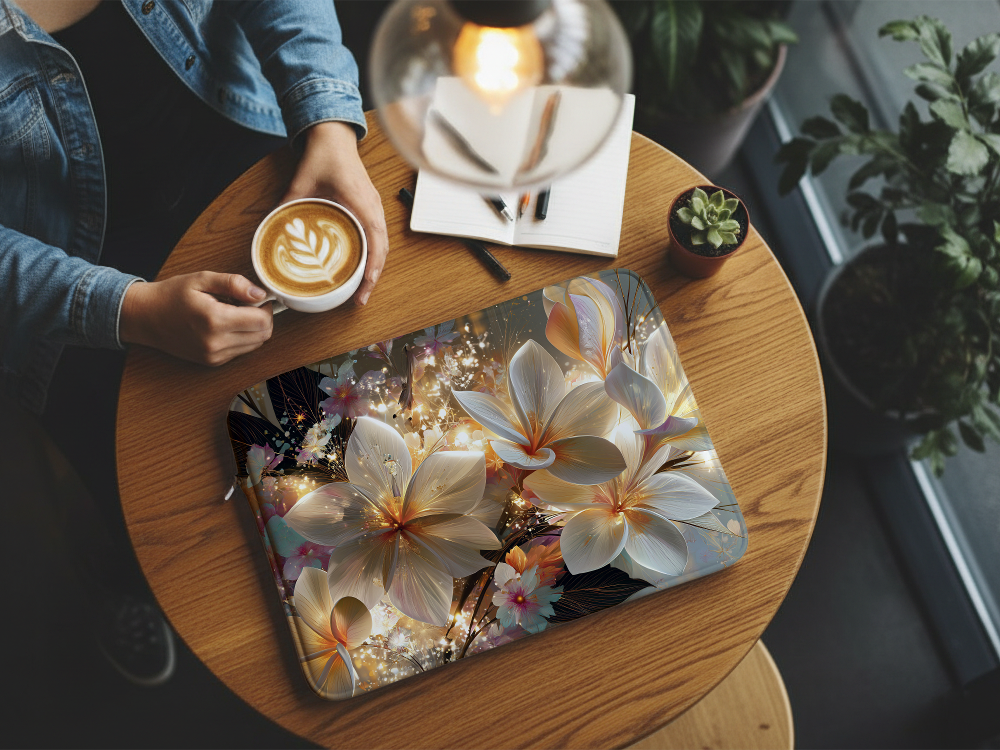 Plumeria Flower Laptop Protector with Personalized Name