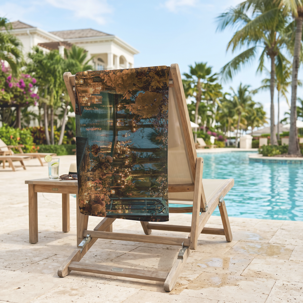 Personalized Botanical Bath Towel with Floral Name Design